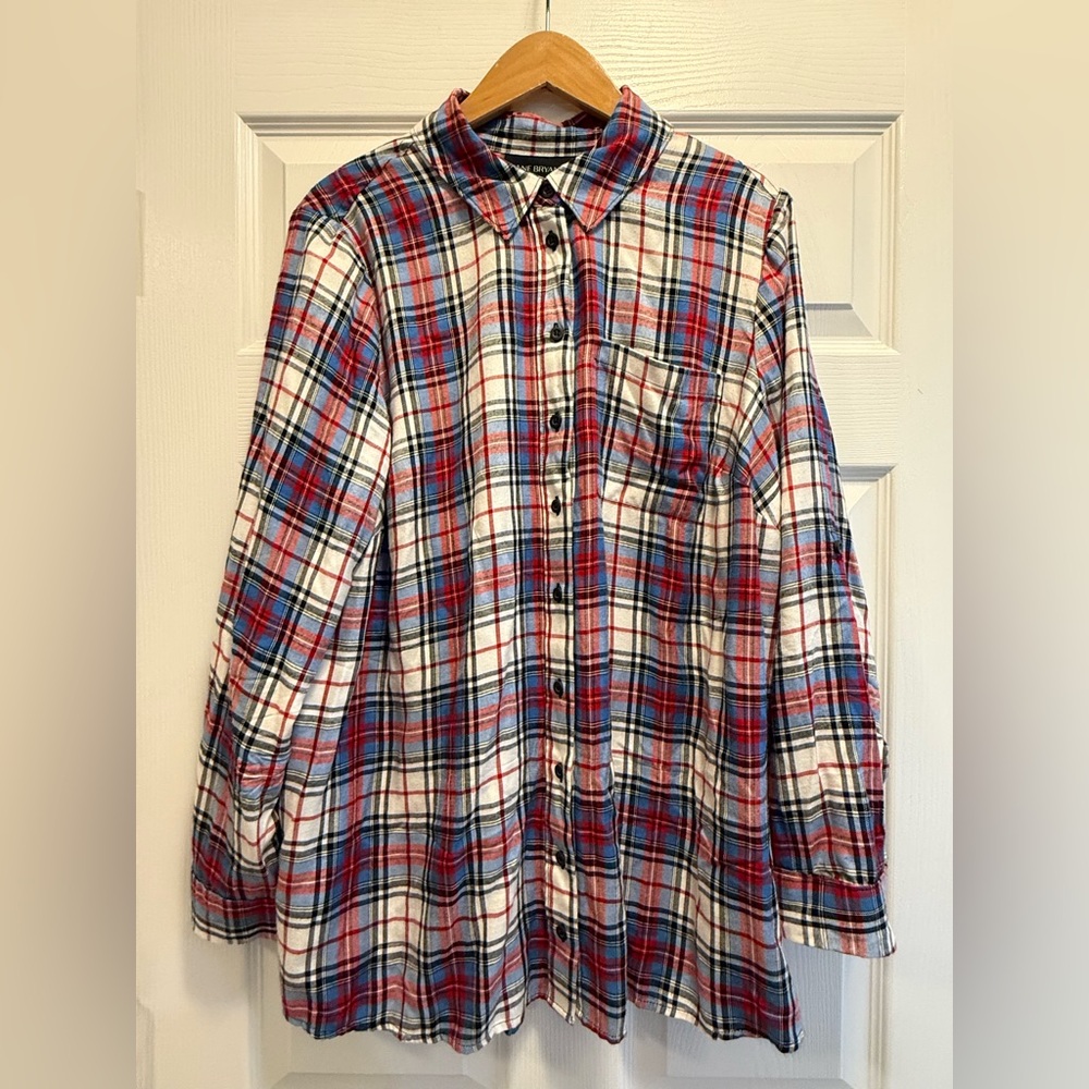 Lane Bryant Button Front Shirt Classic Plaid Plus Size 14/16 New w/ Tags